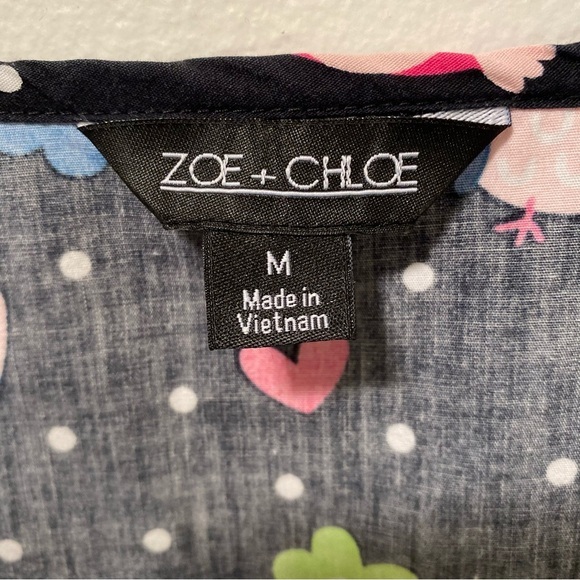 Zoe t Chloe Scrub Top Women’s Size M Cotton Owl Print V-Neck Pullover - Picture 6 of 10